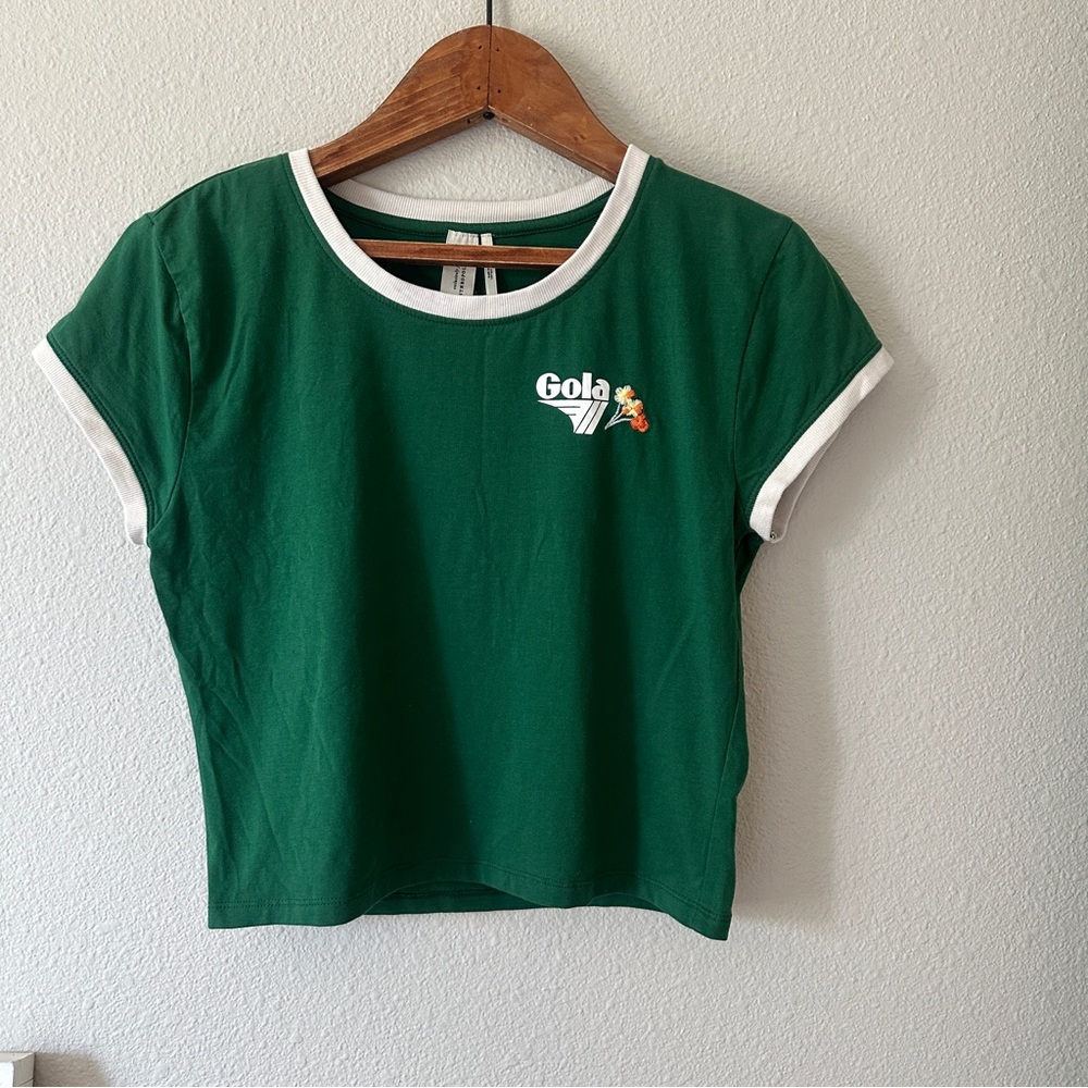 Gola Cropped Athletic Tee with Embroidered Accents